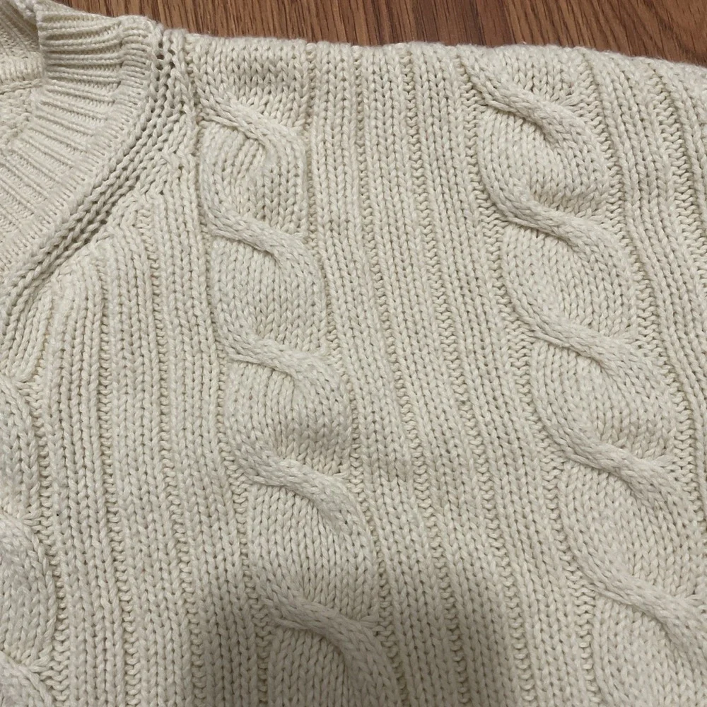 Dockers Sweater Mens Large Cable Knit Fisherman Crew Neck Ivory Vintage 90s